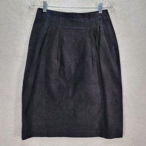 Vintage 80s Dana Brooke Silky Pig Suede Leather Pleated Straight Pencil Skirt